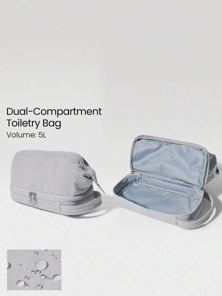 GLOWMODE Túi đựng đồ vệ sinh cá nhân Glow The Distance 5L chống thấm nước, khóa kéo, hai ngăn, có logo, tiện dụng khi tập thể dục, du lịch, thường ngày - Màu Xám nhạt - Xem 1