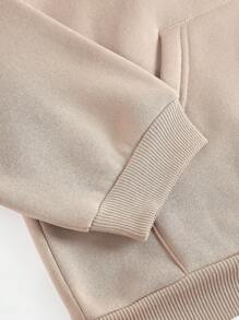 SHEIN Serisse Kids 2 件套 Tween 女童卡其色加厚连帽运动衫和裤子，女童秋冬休闲运动装 - 卡其色 - 查看 5