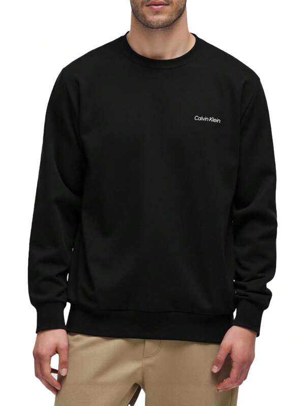 Calvin Klein Men's Crew Neck Long Sleeve Casual Loose Fit Sweatshirt