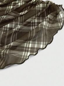 ROMWE J-Fashion 女士时尚格子抹胸上衣，夏季