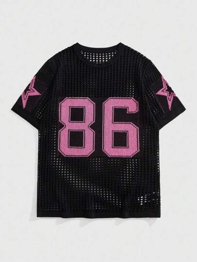 Street Life Suéter de punto jacquard con diseño calado de estilo urbano para hombres