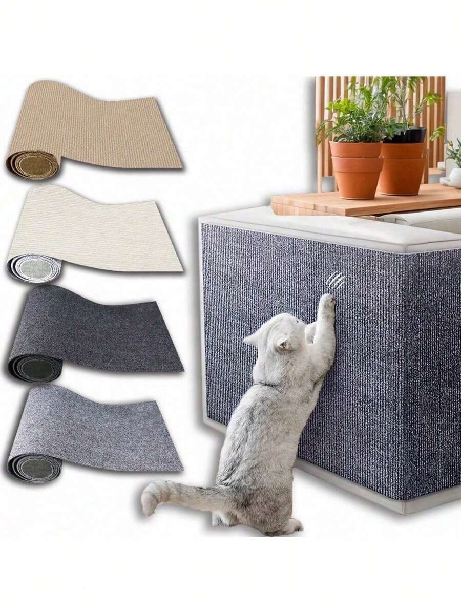 1 件自粘式猫抓垫，用于墙壁、地毯、沙发和家具保护，适用于猫抓柱自粘式猫抓板垫地毯沙发家具保护器、宠物抓挠玩具、猫抓训练器、自粘式猫抓板 - 彩色 - 查看 1