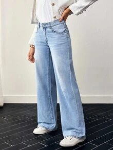 EMERY ROSE Ladies' Jeans With Pockets, Tall Women - Light Wash - View 3