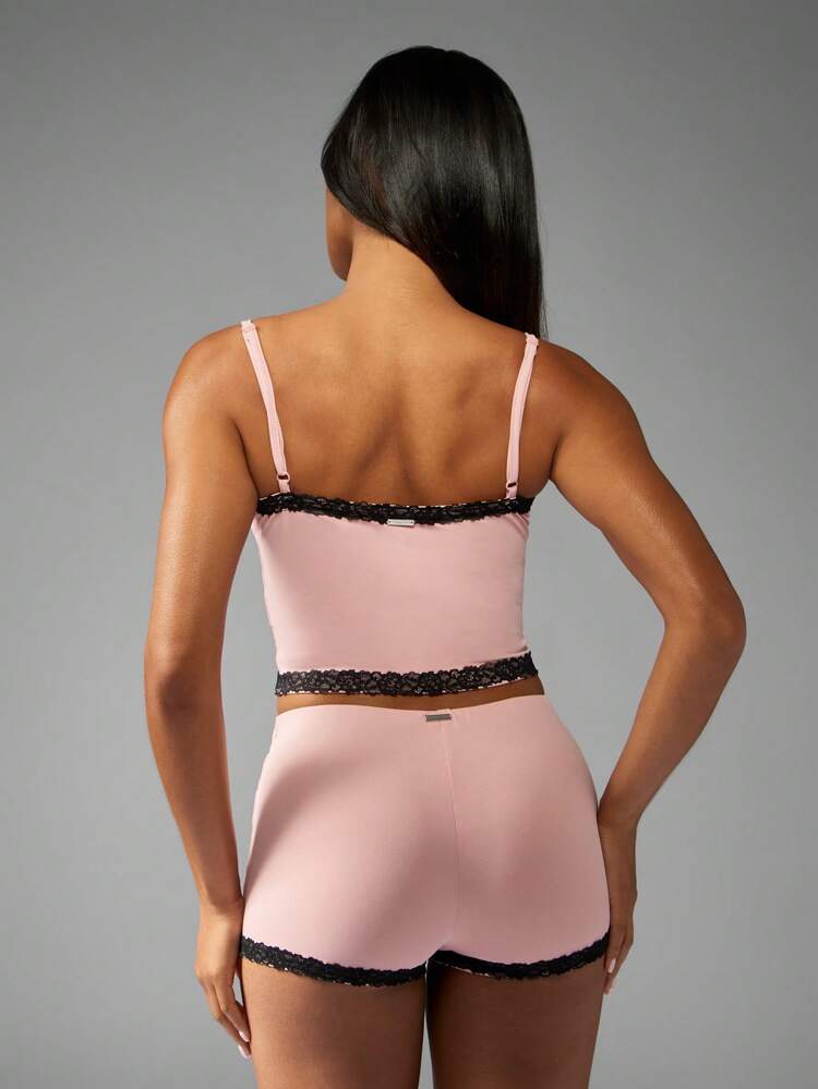 Missguided x Playboy Christmas Bunny Logo Lace Trim Camisole Vest Shorts Lounge Set