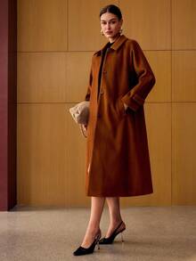 MOTF PREMIUM 斜口袋扣带大衣 - 棕色 - 查看 5