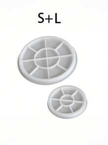 圆形泡泡珠托盘收纳盒，环氧树脂模具，DIY香味石膏板，硅胶模具，返校 - 白色 - 查看 6