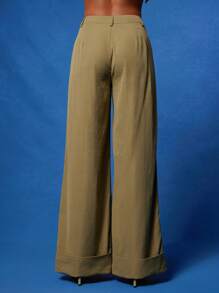 NYA SZN High Rise Baggy Oversized Pants Business Wear Guest Modest - Army Green - View 2