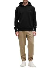 Calvin Klein 男士休闲宽松连帽长袖运动衫 - 黑色 - 查看 3