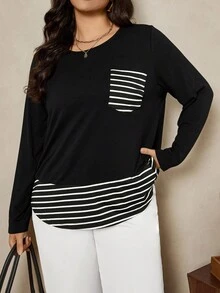 Zelara قميص كاجوال مخطط للمقاسات الكبيرة