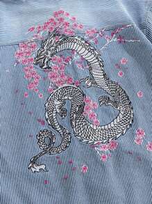 ROMWE MEN Anime Chaqueta vaquera de hombre de ajuste holgado y casual para uso diario - Azul - Ver 5