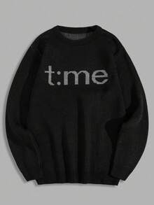 EURMUSE Men Crew Neck Good Quality Long Sleeve Rib Knit Regular Sweater Gift For Boyfriend - Black - View 1