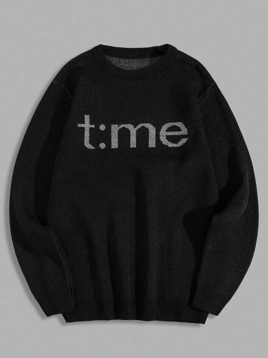 EURMUSE Men Crew Neck Good Quality Long Sleeve Rib Knit Regular Sweater Gift For Boyfriend - Black - View 1