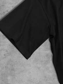 Kaos Pria Manfinity Dauomo Kasual Ukuran Besar dengan Kerah Bulat dan Grafis Seni Jalanan Rock - Hitam - View 3