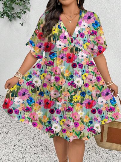 SHEIN Frenchy Plus Size Romantic Vacation & Back To School Dress, Autumn Chic Dress