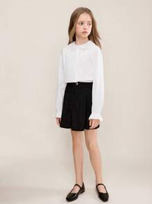 青少年女孩开学第一天，三年级女孩衬衫，青少年女孩白衬衫 - 白色 - 查看 3