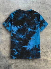 AXEPEAK Maglietta da uomo con dettagli in stile tie-dye e patch con lettera, per l'estate