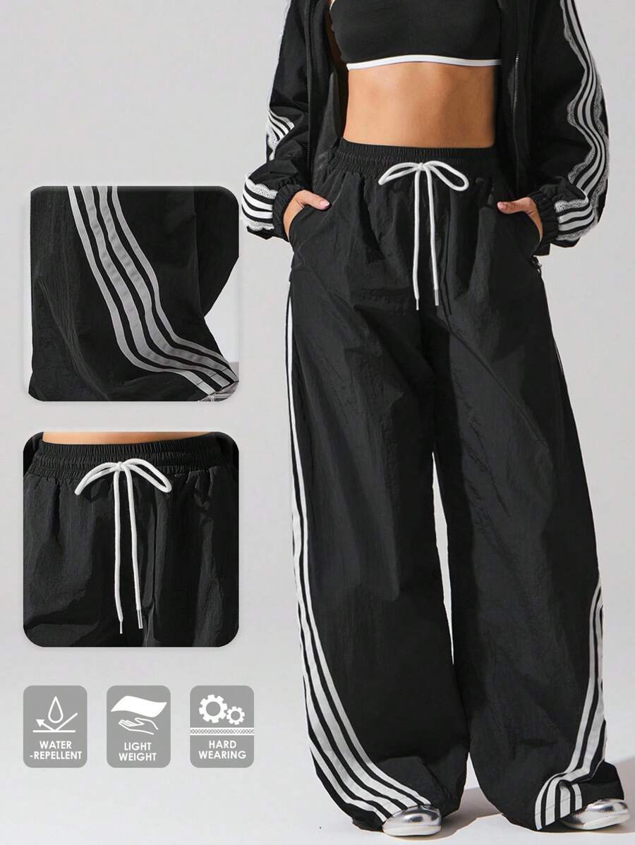 Fluxe 休闲撞色条纹抽绳腰阔腿裤