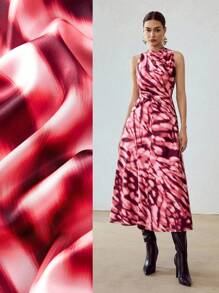 MOTF PREMIUM VESTIDO DRAPEADO CON ESTAMPADO INTEGRAL - Multicolor - Ver 7