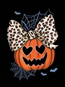 EMERY ROSE Áo phông Halloween cỡ lớn, Áo thun họa tiết cỡ lớn cho phong cách đường phố, Áo thun tay ngắn dễ thương mùa hè - màu đen - Xem 3