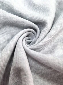 Linhara 女士大码休闲/日常/户外/简约/度假绿色纹理圆领套头衫，春夏 - 淺灰色 - 查看 6