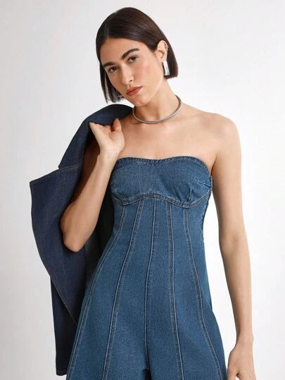 Daynim 女士休闲牛仔连体衣