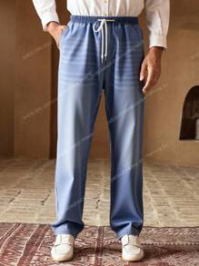 Manfinity VCAY Men's Casual Elastic Waist Wide Leg Jeans - Blue - View 1