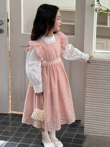 DAZY Girls (Small) Summer Cap Sleeve Fresh Puffy Mid-Length Cute Party Birthday Mid-Length Dress
