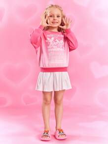 THE POWERPUFF GIRLS X SHEIN 可爱卡通花朵粉色女童儿童一脚蹬拖鞋幼儿和儿童防滑速干淋浴滑梯，轻便耐用的 EVA 材质，适合室内、浴室、游乐场、游泳池、海滩室内室外 - 粉色 - 查看 3