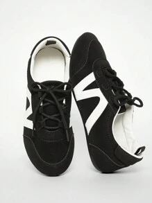 Solezae 女士舒适花卉印花平底日常梦幻休闲基本款可爱 PU 粉色芭蕾运动鞋 - 黑色 - 查看 2