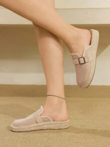 Styleloop Giày lười dệt đế xuồng và đế xuồng dành cho nữ, phong cách Bohemian - Màu be - Xem 6