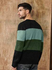 RueChic Farbblock-strickpullover Mit Rautenmuster Für Herren
