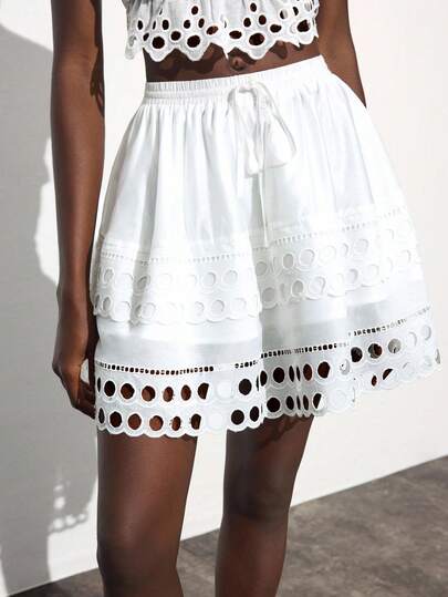 Maija 女士抽绳腰部镂空设计时尚短裙