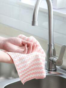 1 pieza Paño de cocina de felpa coral de color aleatorio, para cocina, baño, hogar, proveedores de artículos del hogar - Rosa - Ver 5