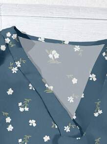 EMERY ROSE 女士休闲花卉图案V领衬衫，适合夏季