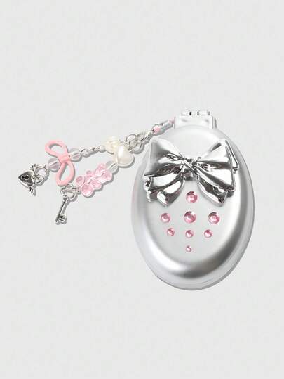 Kawaii 1 pezzo Set pieghevole di pettine e specchio con fiocco carino, pettine ad aria compressa per il ritorno a scuola, pettine e specchio portatile fai-da-te