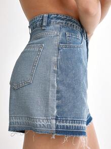 Daynim Women's Pocketed Frayed Hem Loose Casual Denim Shorts Loose Wide Leg - Medium Wash - View 3