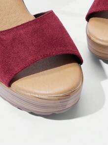 Styleloop 女士高跟凉鞋，编织度假风格，波西米亚风装扮，适合万圣节、圣诞节、派对 - 酒紅色 - 查看 4