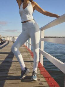 Aralina Leisurewear 前腰褶饰运动紧身裤 - 藍色 - 查看 3