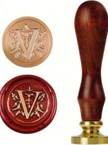 1 Pc Letter A-Z Wax Seal Stamp With Wooden Handle, Student Personalized Hand Account Wax Seal Paint Copper Head, Seal Wax Stamp Letter Paper Envelope Gift Invitation Card Sticker Hand Account Seal