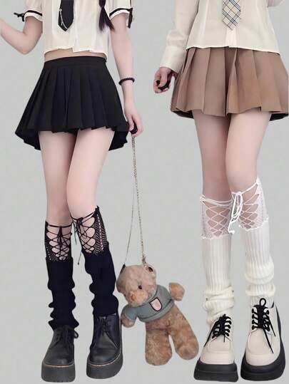 Anime 2 Paia di Scalda Gambe in Maglia Stile JK