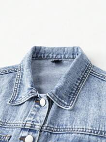 Sparklyn 少女休闲时尚复古个性四季皆宜水洗牛仔外套，休闲运动风，2025秋冬新款，适合日常穿着，学院风、街头风、休闲风、可爱风、复古风、千禧年代风、流行风、波西米亚风、秋季街头风