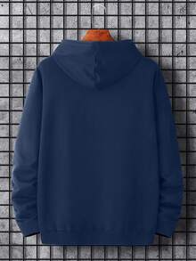 100% Felpa con cappuccio in cotone da uomo con stampa di orso e coulisse