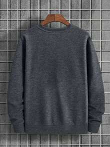 EURMUSE Cotton Men Solid Thermal Lined Sweatshirt - Dark Grey - View 2