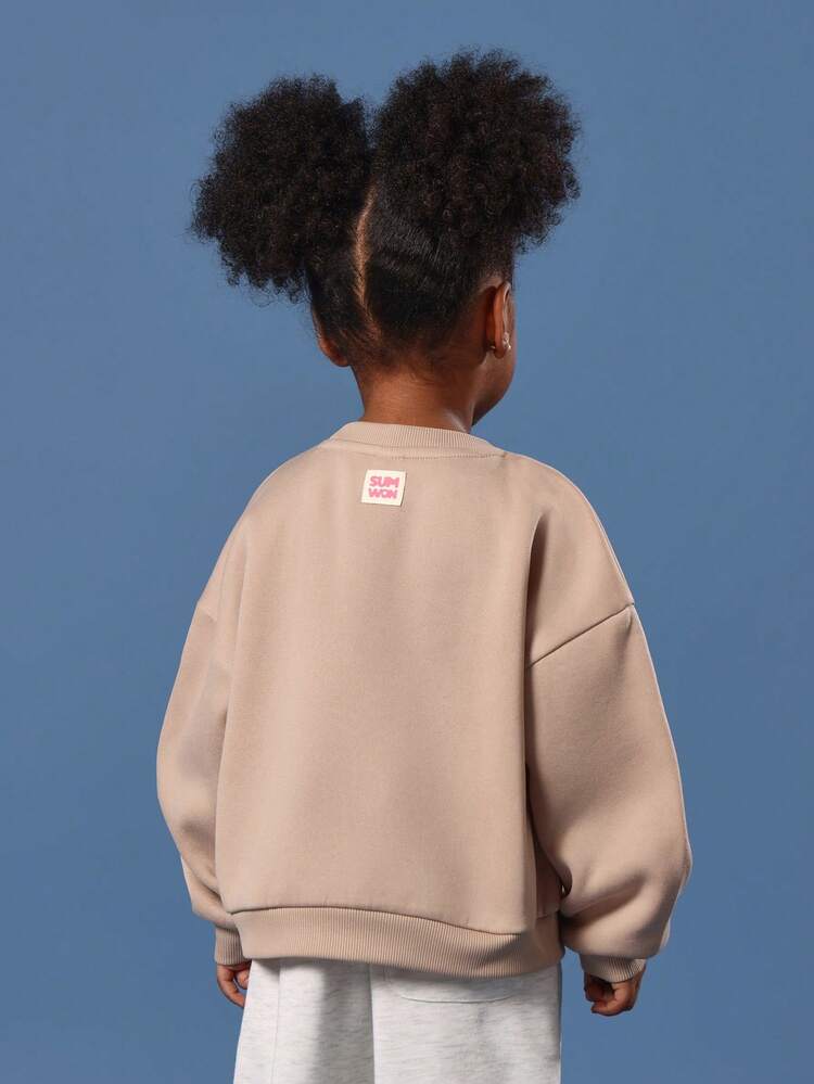 Oversized Bear Logo Sweatshirt With Ribbed Trim