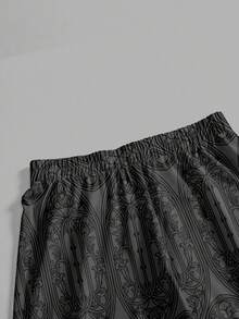 ROMWE Goth 女士哥特式宫廷神秘复古教堂松紧腰宽松阔腿裤 - 黑色 - 查看 3