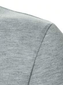 Manfinity Homme 男士休闲拼色条纹短袖T恤，夏季 - 淺灰色 - 查看 3