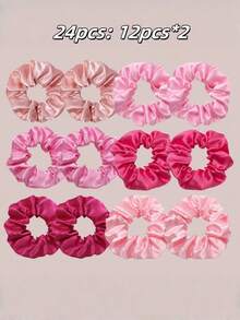 SHEIN Bộ 36/24/12/6 Dây buộc tóc/Băng đô bằng satin bóng tối giản thanh lịch phong cách Bohemian dành cho nữ, Băng đô búi tóc, Bảo vệ tóc, Bộ phụ kiện tóc satin nhiều màu thời trang như lụa, Dây buộc tóc tông hồng dành cho nữ, Phụ kiện tóc thường ngày, Phù hợp với trang phục hàng ngày, Băng đô co giãn cho tóc đuôi ngựa và các kiểu tóc khác - Nhiều màu - Xem 13