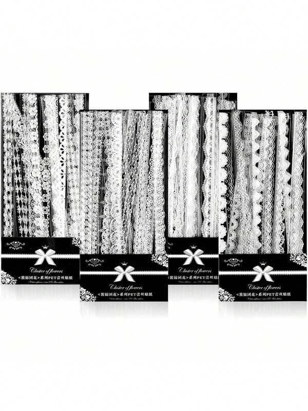 120 Pcs White Lace Scrapbook Stickers, Vintage Style, PET Material, Scrapbooking, Wedding Invitations, Journals More