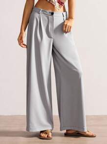 SHEIN Mujeres, primavera, verano, longitud capri, ajuste regular, pliegue, bolsillos, cómodo, tela natural, relajado, viaje, vacaciones, casual, diario