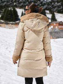 EURMUSE Double Face Teddy Bear Hooded Puffer Long Down Coat